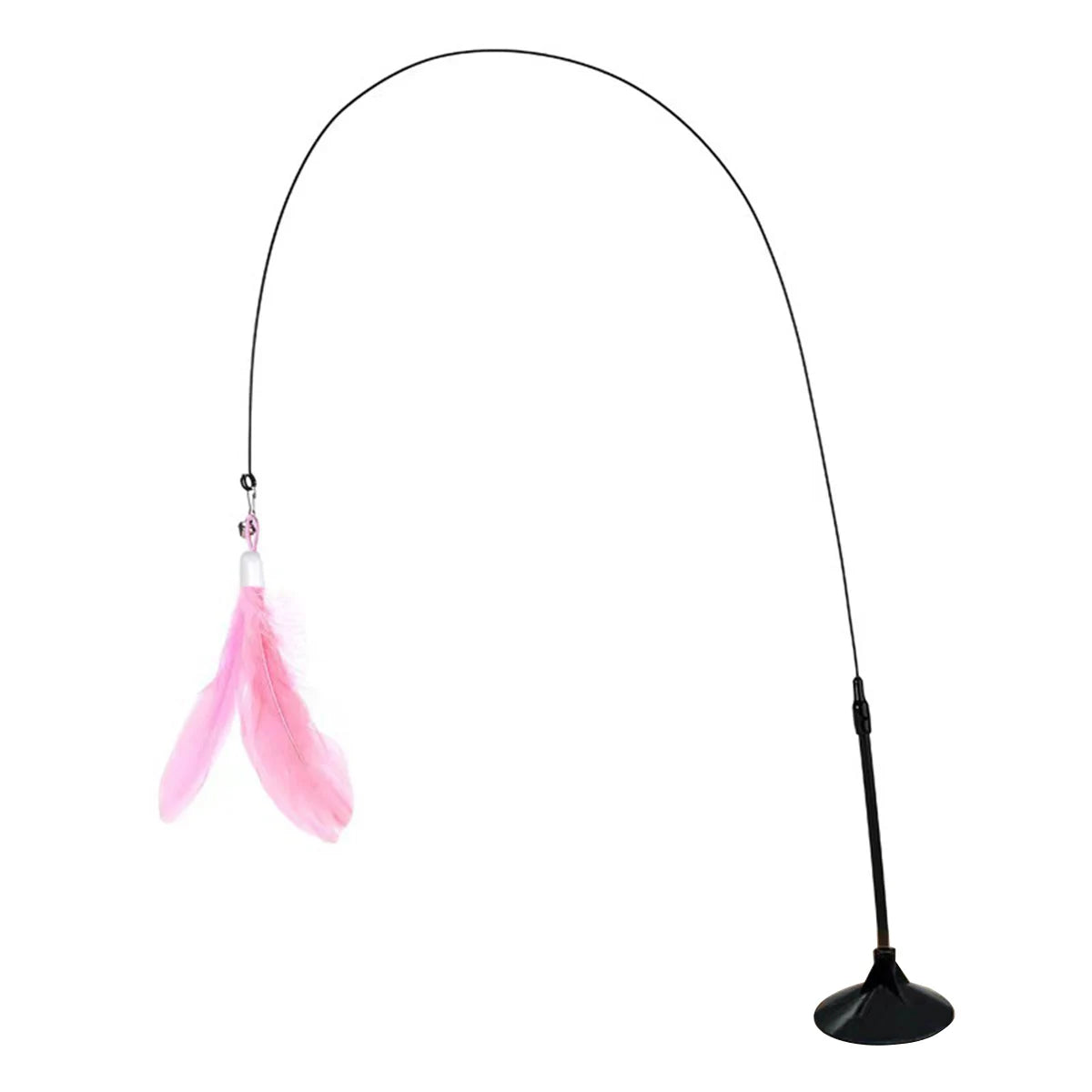 New strong suction cup cat teaser with bell long rod detachable cat self-entertainment toy